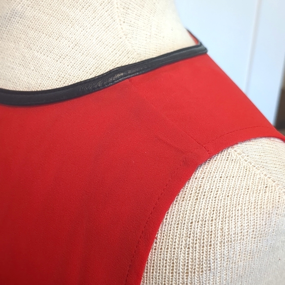 Red with Black Faux Leather Trim Tank Top by Twik by Simons - Picture 6 of 11